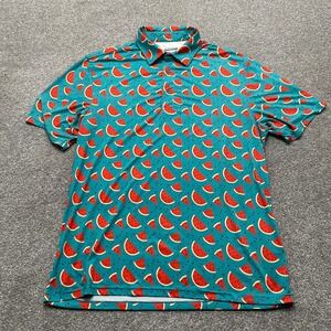 Royal & Awesome Polo Shirt XL Extra Large Blue Watermelon Funky Active Golf READ